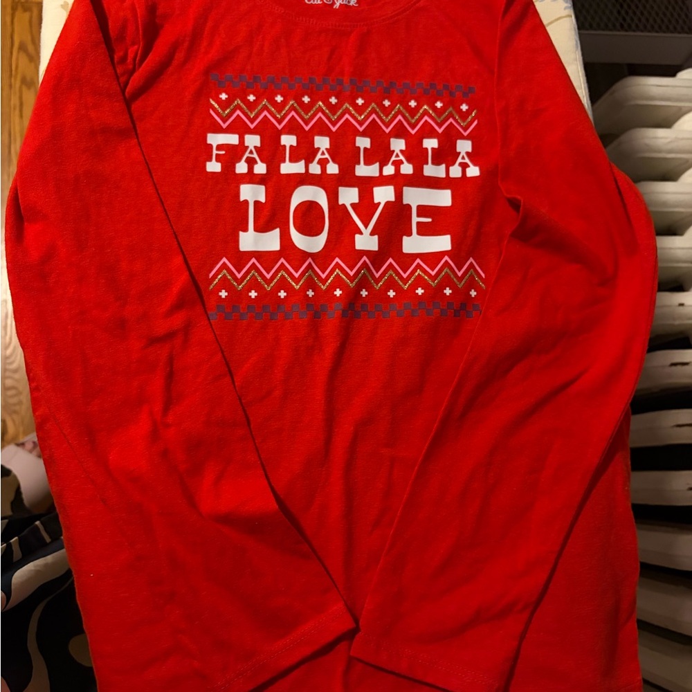 Cat & Jack Red Long Sleeve Tee with 'Fa La La La Love' Graphic